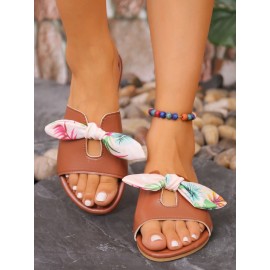 Tropical Plant Graphics Bowknot Vacation Beach Sandals