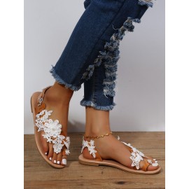 Women's Lace Romantic Flower Decorative Summer Wedding Sandals