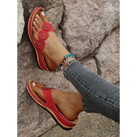 Vintage Floral Casual Wedge Flip-Flops
