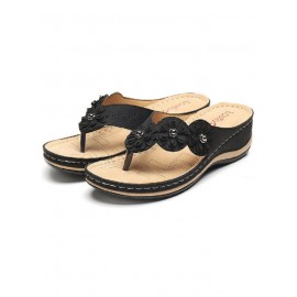 Vintage Floral Casual Wedge Flip-Flops