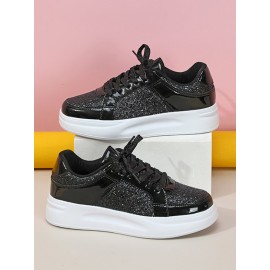 Street Plain Non-Slip Lace-Up Flat Heel Skate Shoes Split Joint