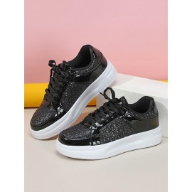 Street Plain Non-Slip Lace-Up Flat Heel Skate Shoes Split Joint