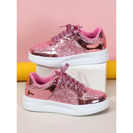 Street Plain Non-Slip Lace-Up Flat Heel Skate Shoes Split Joint