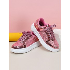 Street Plain Non-Slip Lace-Up Flat Heel Skate Shoes Split Joint