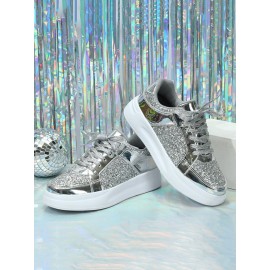 Street Plain Non-Slip Lace-Up Flat Heel Skate Shoes Split Joint