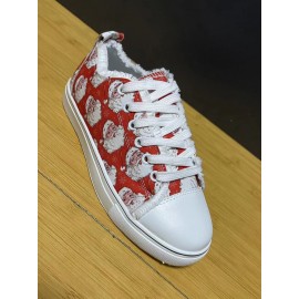 Christmas Santa Claus Snowflake Lace-Up Canvas Shoes