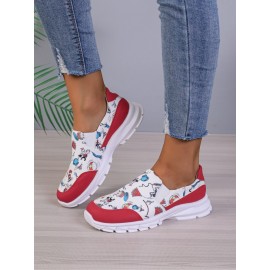 Sports Color Block Wearable Slip On Flat Heel Slip On Printing