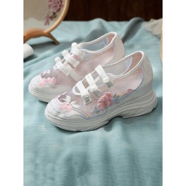 Breathable Mesh Floral Embroidery Casual Shoes