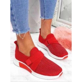 Rhinestone Flyknit Breathable Upper Sneakers