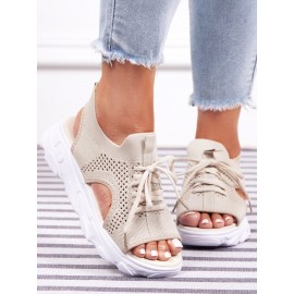 Breathable Hollow Out Lace Up Front Slip On Sports Sandals