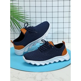 Sports Plain Breathable Lace-Up Flat Heel Fly Woven Shoes