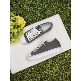 Women Breathable Flat Heel Canvas Lace-Up Shallow Shoes Casual EVA Canvas Shoes