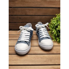 Women Breathable Flat Heel Canvas Lace-Up Shallow Shoes Casual EVA Canvas Shoes