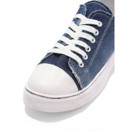 Women Breathable Flat Heel Canvas Lace-Up Shallow Shoes Casual EVA Canvas Shoes