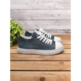 Women Breathable Flat Heel Canvas Lace-Up Shallow Shoes Casual EVA Canvas Shoes