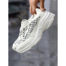 Casual Color Block Wearable Lace-Up Low Heel Chunky Trainers Split Joint