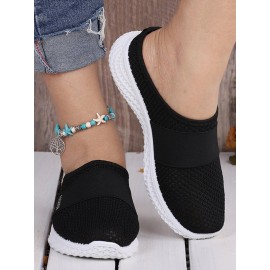 Casual Plain Breathable Slip On Flat Heel Fly Woven Shoes Split Joint