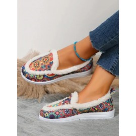 Ethnic Ethnic Non-Slip Slip On Flat Heel Deep Mouth Shoes Printing