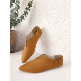 Vintage Casual V-Buckle Flat Shoes