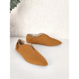Vintage Casual V-Buckle Flat Shoes