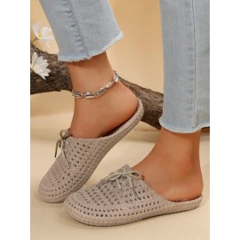 Women Lace Up Hollow Out Waterproof Beach Mules