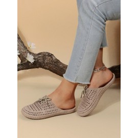 Women Lace Up Hollow Out Waterproof Beach Mules