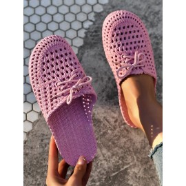 Women Lace Up Hollow Out Waterproof Beach Mules