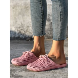 Women Lace Up Hollow Out Waterproof Beach Mules