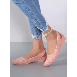 Waterproof Floral Wedge Heel Slingback Shallow Shoes