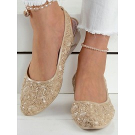 Waterproof Floral Wedge Heel Slingback Shallow Shoes