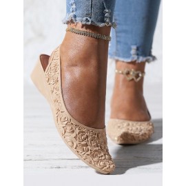 Waterproof Floral Wedge Heel Slingback Shallow Shoes