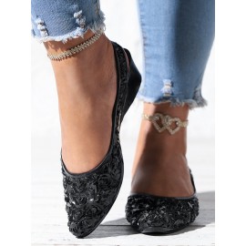 Waterproof Floral Wedge Heel Slingback Shallow Shoes